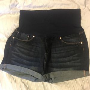 Maternity dark jean shorts